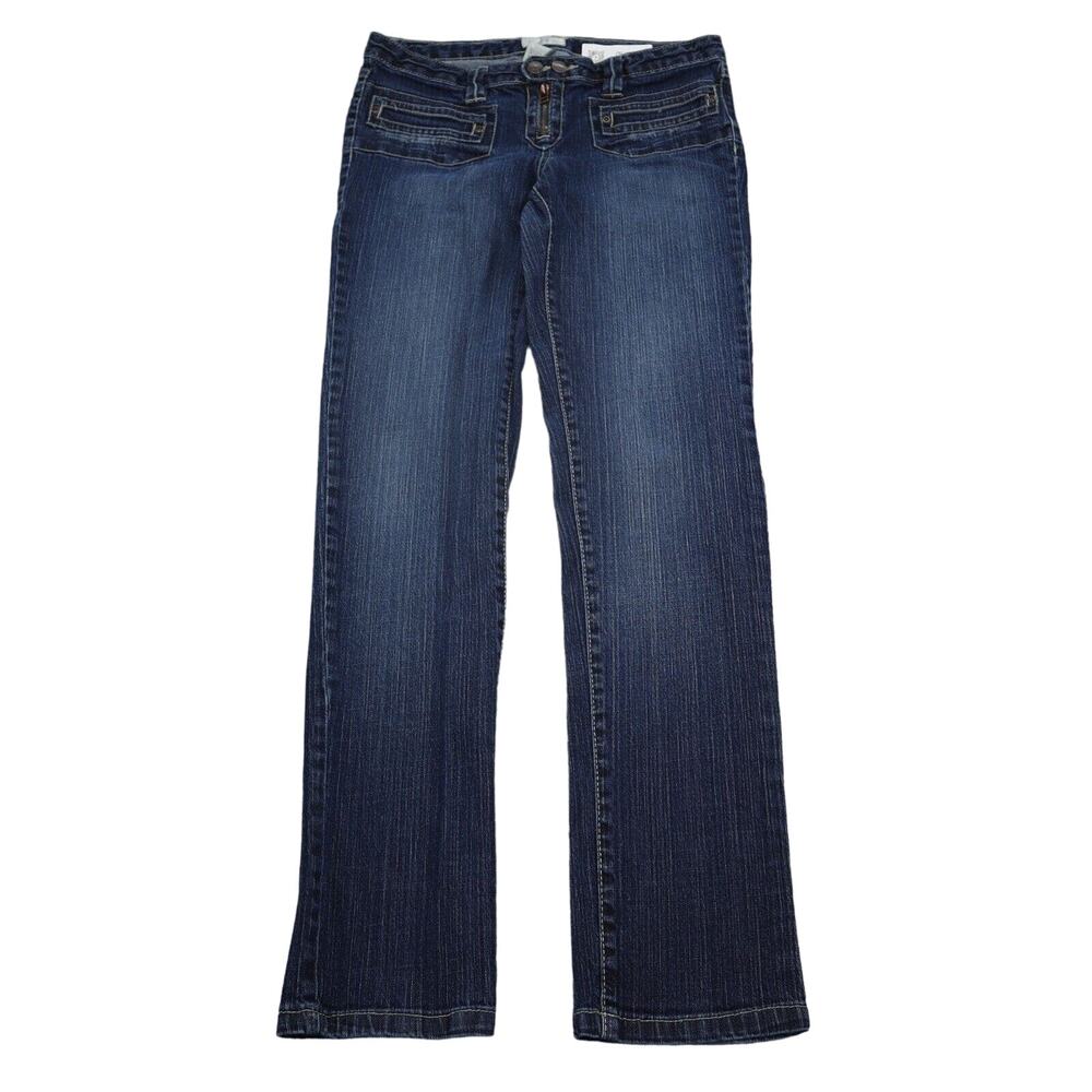 Metro 7 Pants Womens 4 Blue Mid Rise Flat Front Straight Leg Casual Jeans